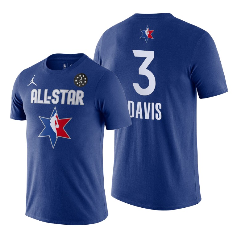 Men's Los Angeles Lakers Anthony Davis #3 NBA 2020 Game Western Conference All-Star Blue Basketball T-Shirt AQW0083XL